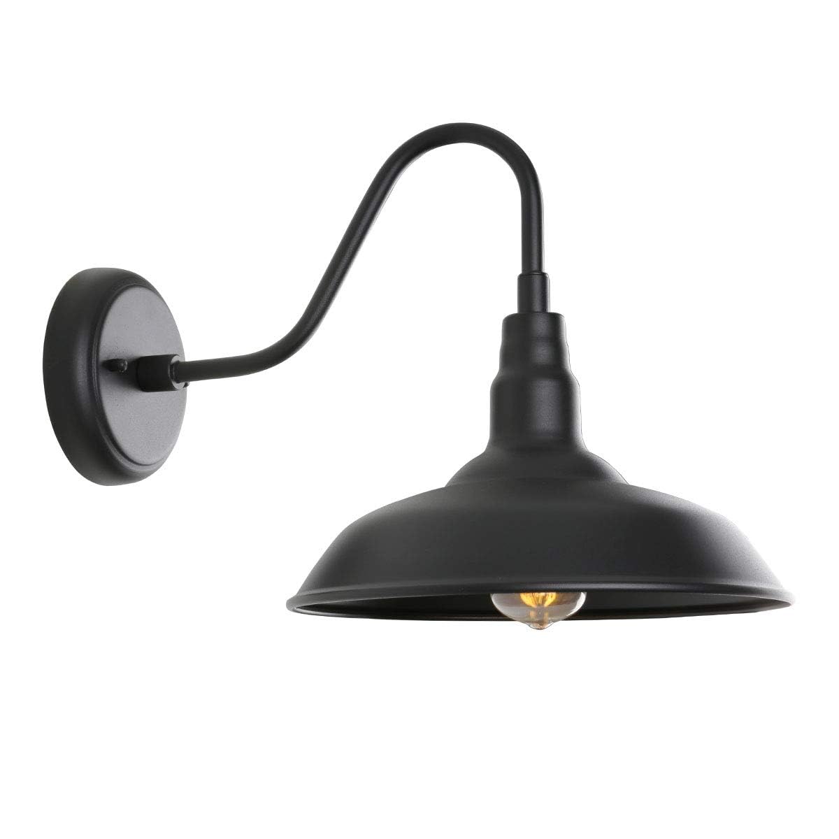 GOALPLUS black gooseneck barn light with dome enhances exterior styling.