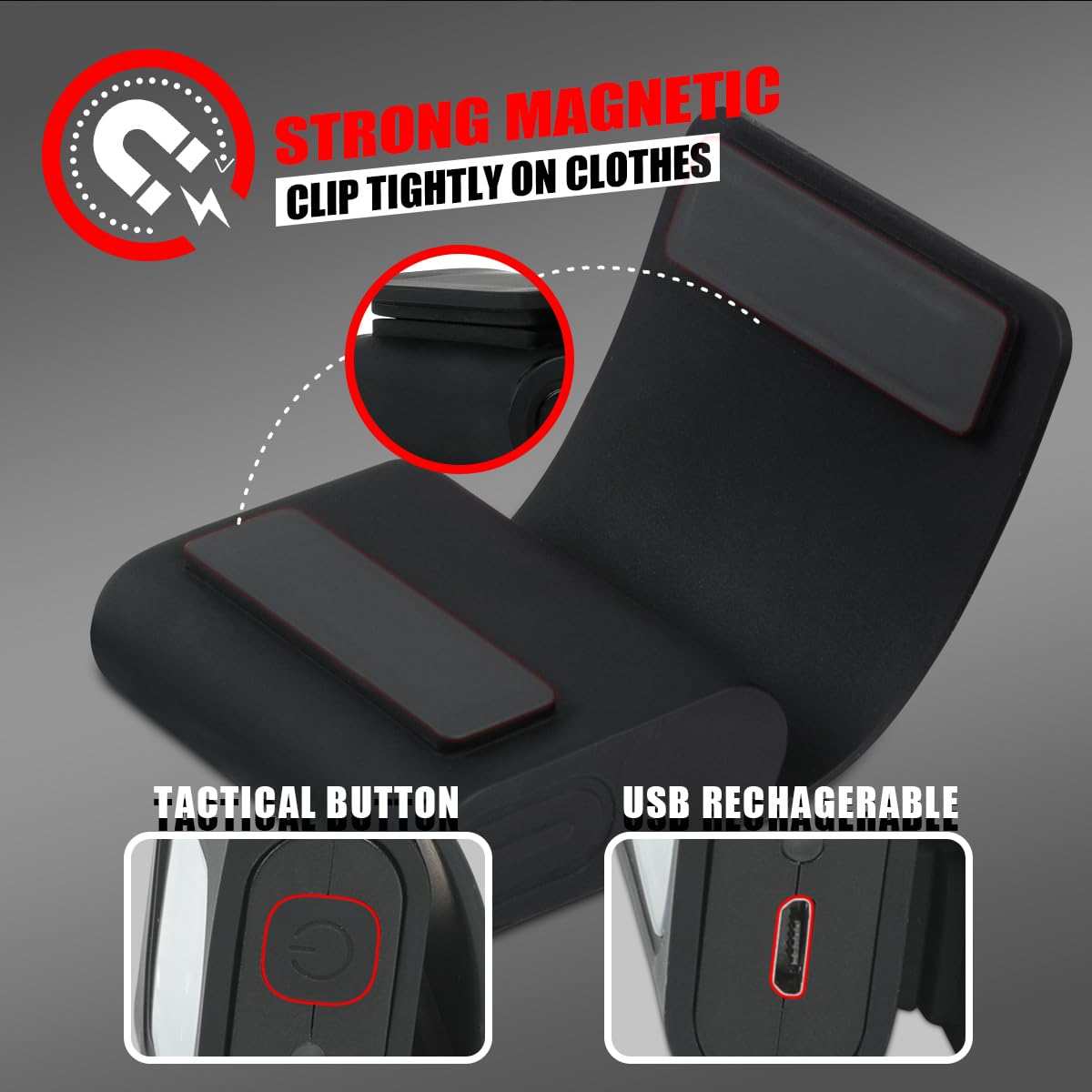 GOANDO four-mode LED running light provides full brightness, dimmer, red, and strobe options.