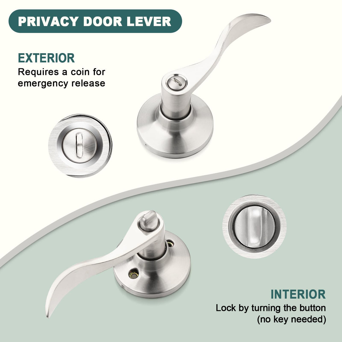 GOBEKOR door handle with lock provides reliable privacy for bathrooms