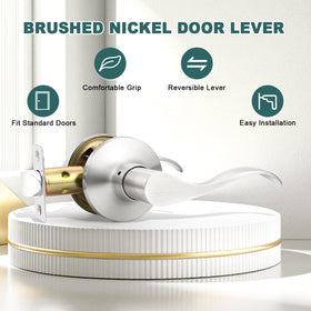 GOBEKOR brushed nickel interior door handle complements modern décor.