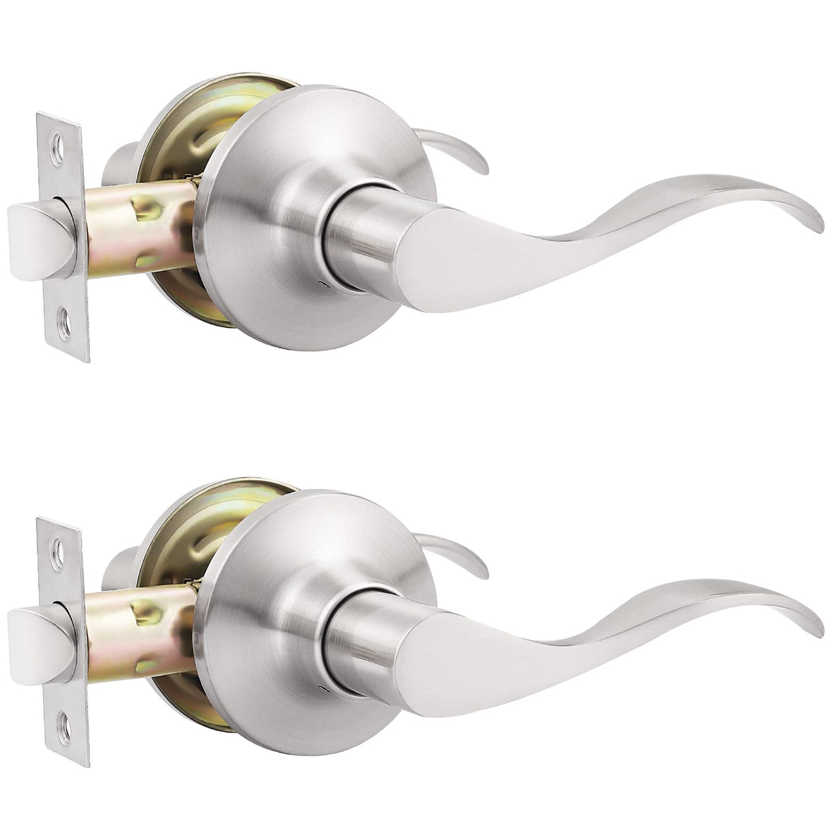 GOBEKOR brushed nickel wave lever for hallway passage, easy access.