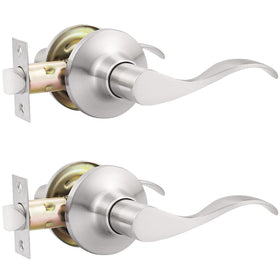 GOBEKOR brushed nickel wave lever for hallway passage, easy access.