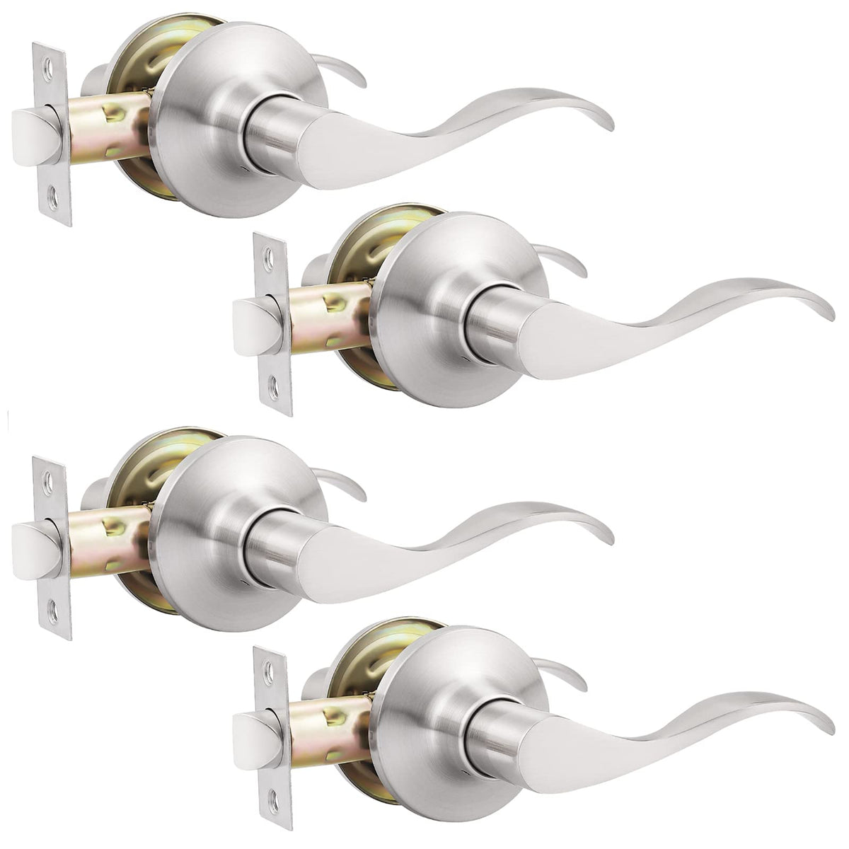 GOBEKOR passage door lever in brushed nickel for easy hallway access.