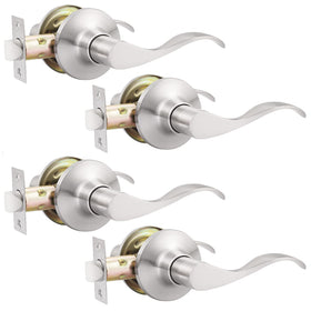 GOBEKOR passage door lever in brushed nickel for easy hallway access.