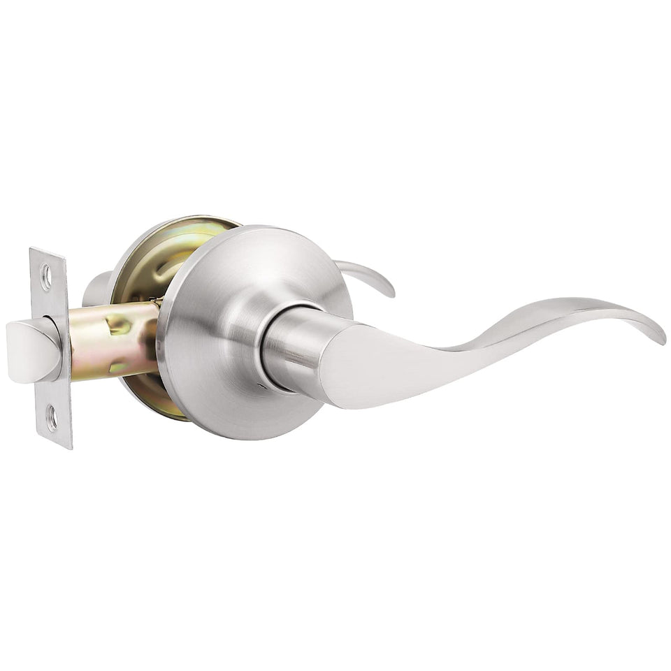GOBEKOR passage lever door handle satin nickel for easy hallway access