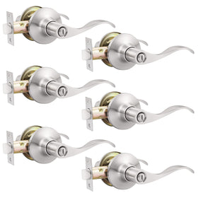 GOBEKOR privacy door lever in brushed nickel for bedroom or bathroom privacy