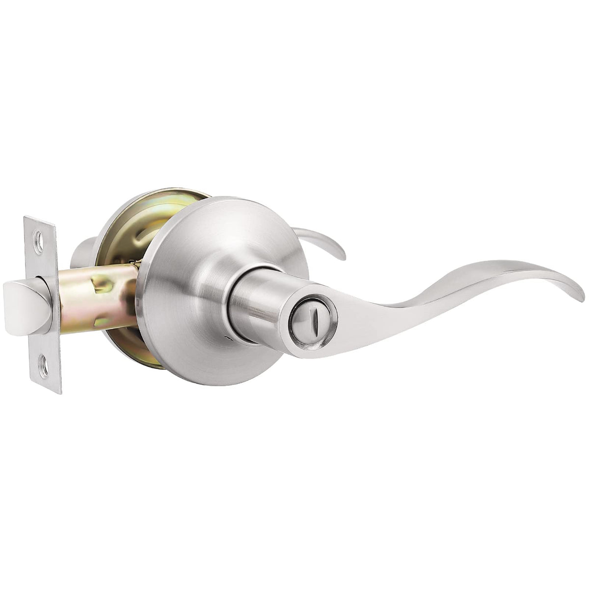 GOBEKOR privacy lever brushed nickel for bedroom or bathroom privacy