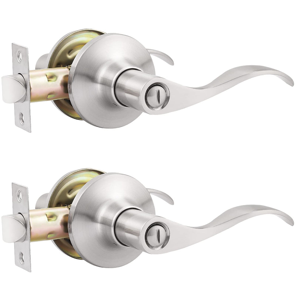 Gobekor privacy door lever in brushed nickel for secure bedroom privacy