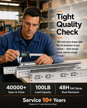 Gobrico 16-inch steel drawer slides showing side-mount installation