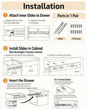 Gobrico 400mm drawer slide ideal for 16-inch drawers