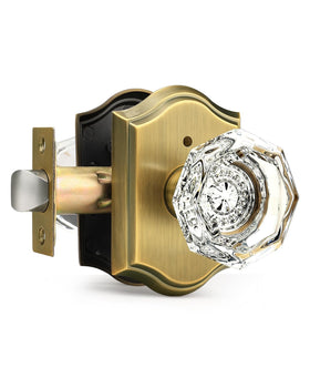 Gobrico diamond crystal knobset with antique brass finish for interior privacy