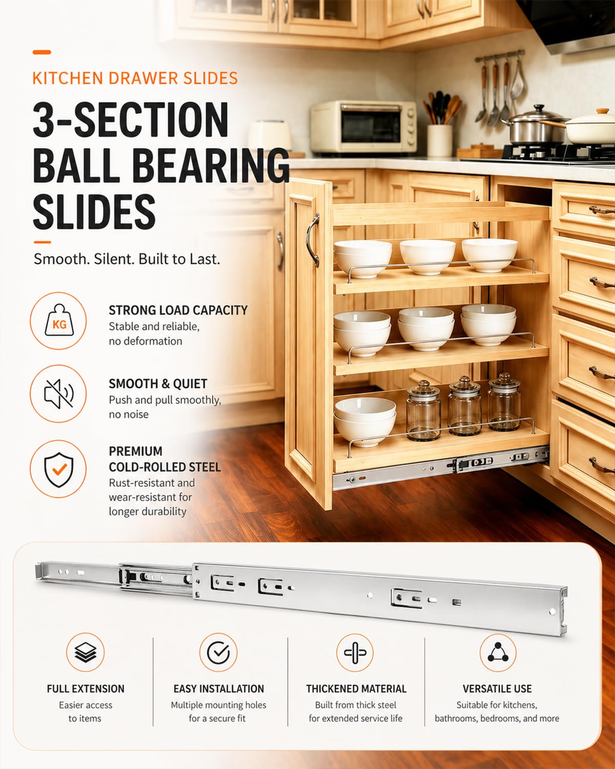 Gobrico drawer slides with brackets for rear mounting option