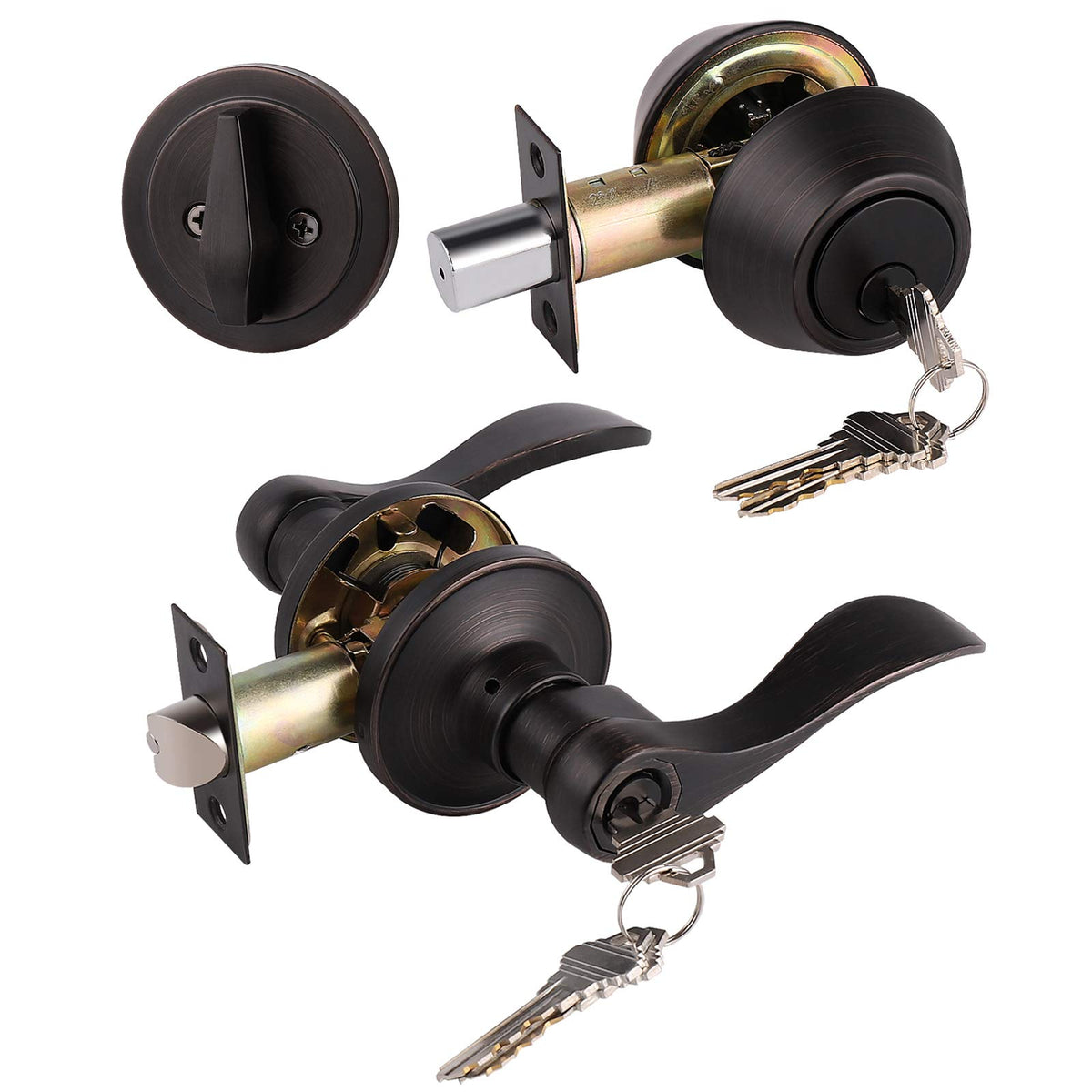 Gobrico front-door lockset with oil-rubbed bronze finish for secure entry.
