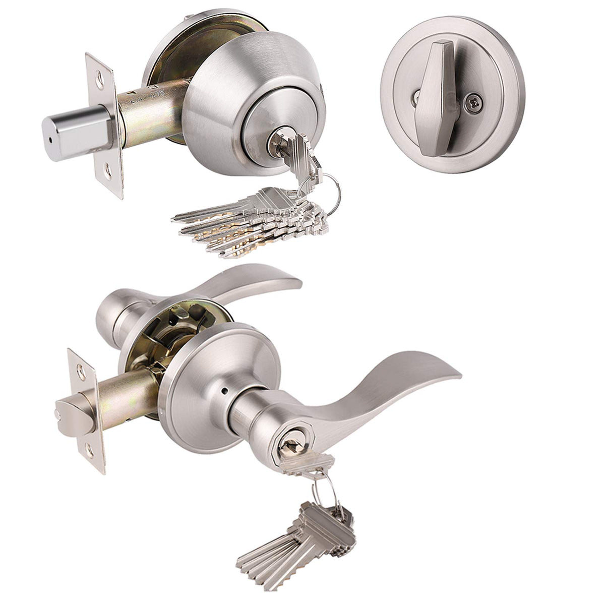 Gobrico front-door lever lockset enhances exterior security with keyed-alike convenience.