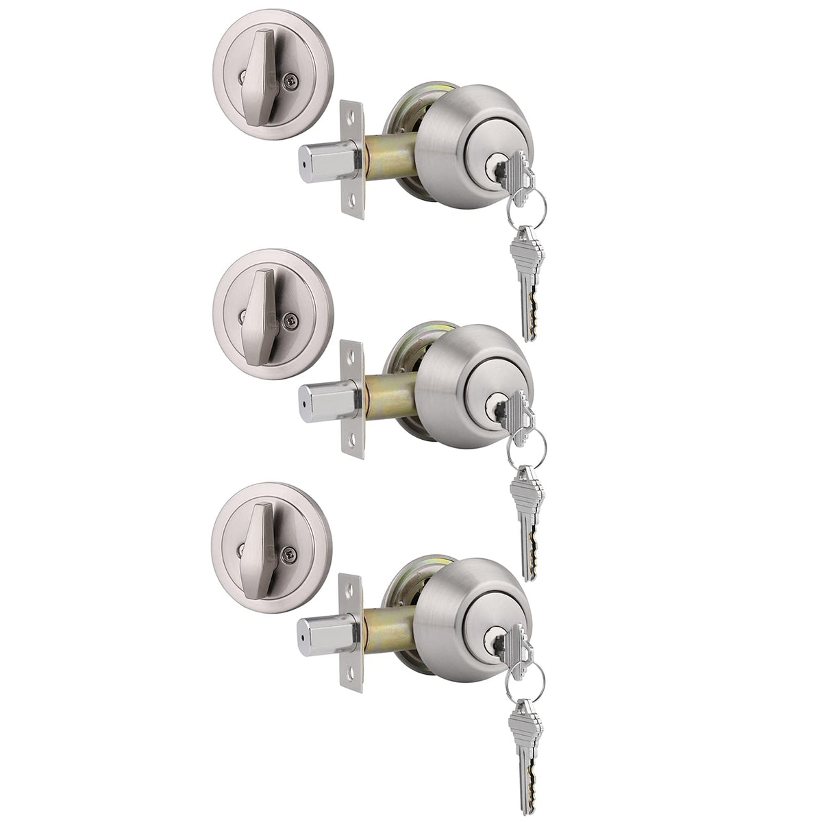 Gobrico front-door satin-nickel deadbolt for secure entry.
