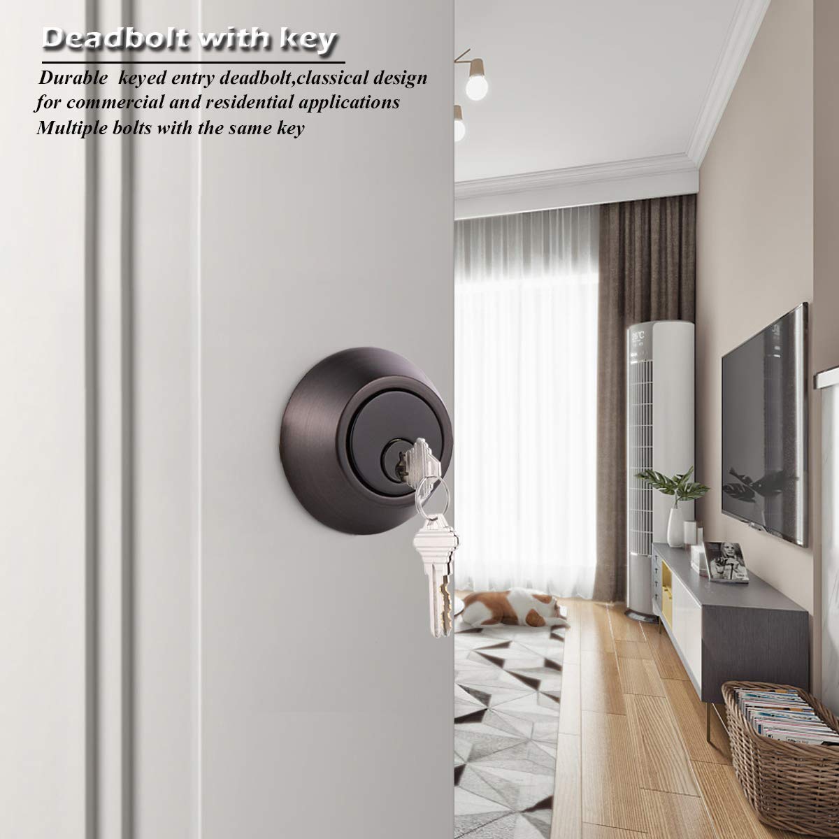 Installation view of Gobrico deadbolts showing simple Phillips screwdriver setup
