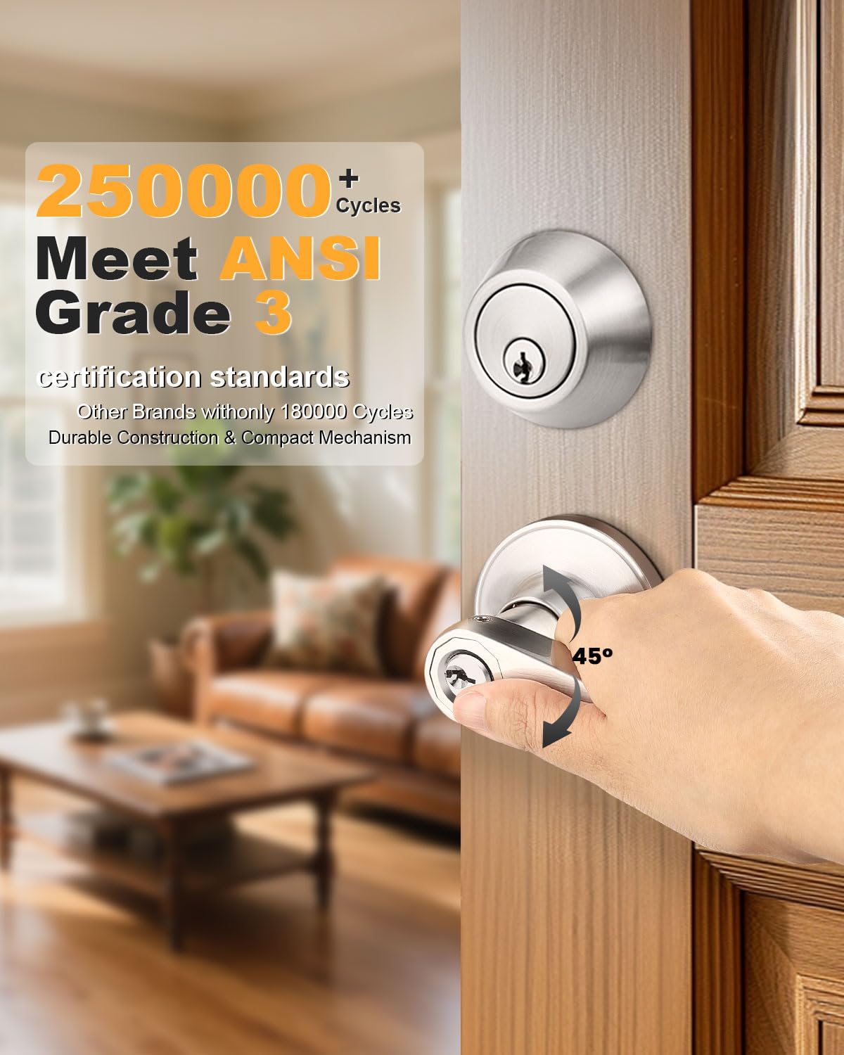 Gobrico keyed-alike entry lever with deadbolt for single-key convenience