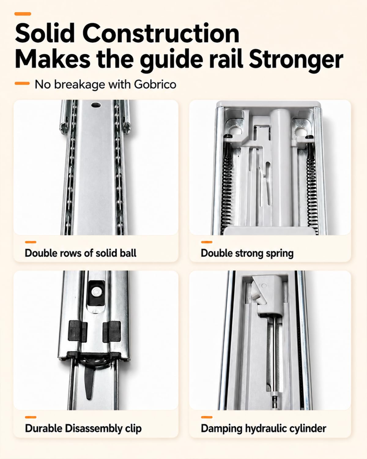 Gobrico left and right hand drawer slides with included screws