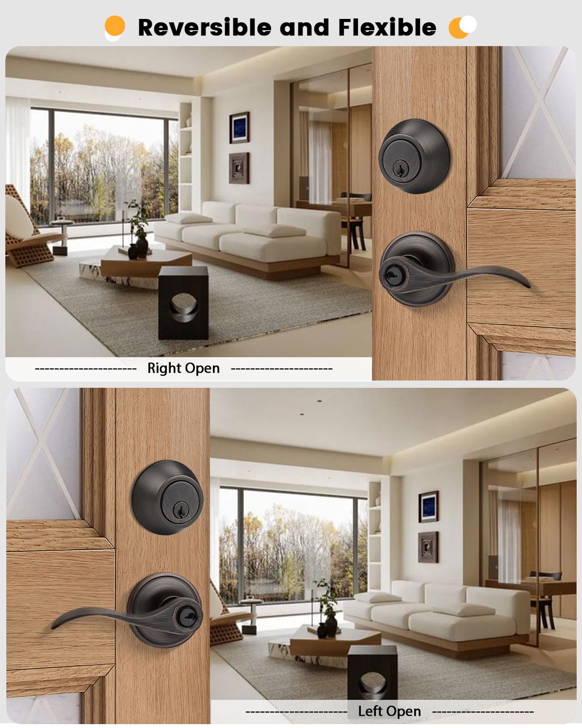 Gobrico reversible levers fit both right and left handed doors.