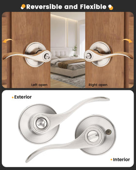 Gobrico reversible privacy lever installation fits left- and right-handed doors
