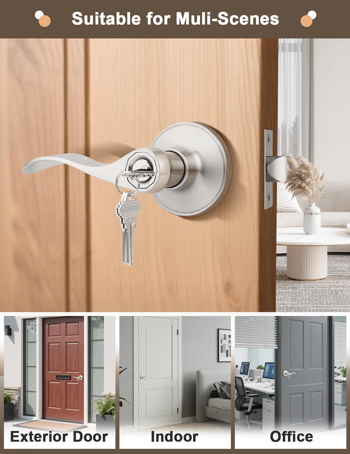 Gobrico satin nickel front-entrance setup for curb appeal and security
