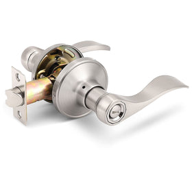 Gobrico satin nickel privacy lever closeup showing durable finish and ergonomic grip