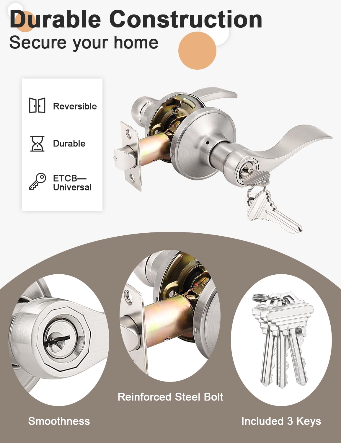 Gobrico reversible lever shown on left and right-handed doors