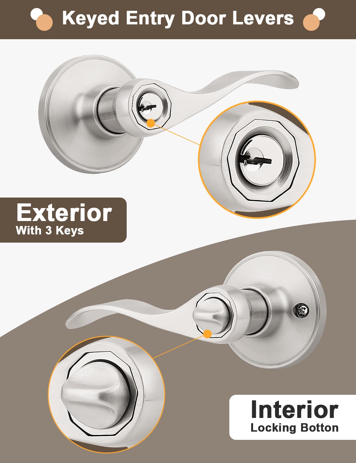 Gobrico satin nickel wave-design grip for ergonomic use