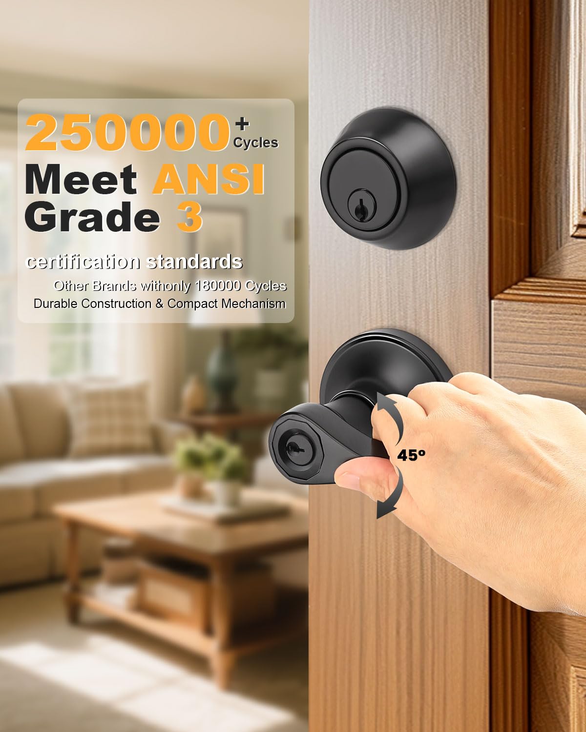 Gobrico single-cylinder deadbolt lockset with keyed-alike convenience for exterior use.