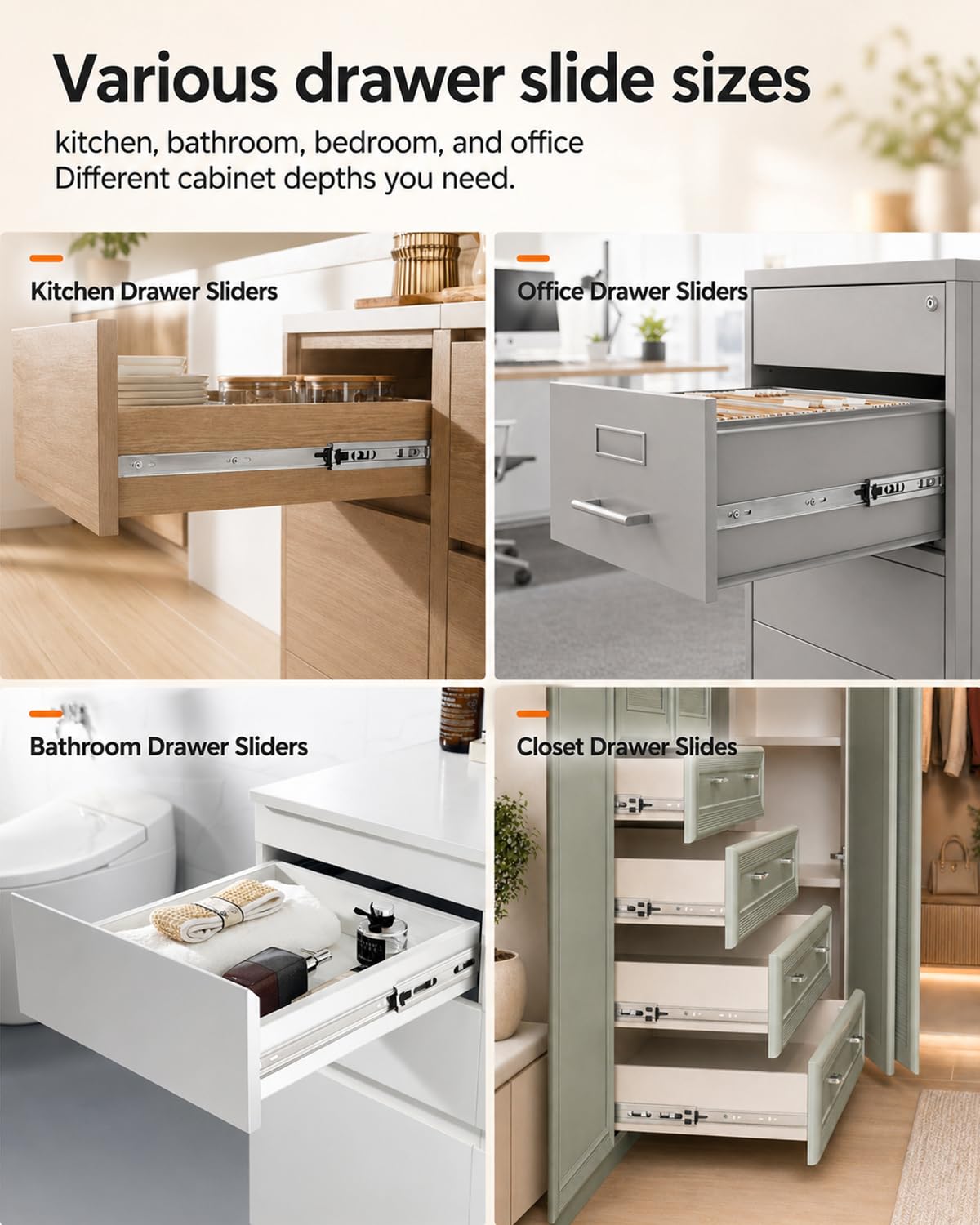 Gobrico soft-close rails prevent drawer slams for a calmer kitchen