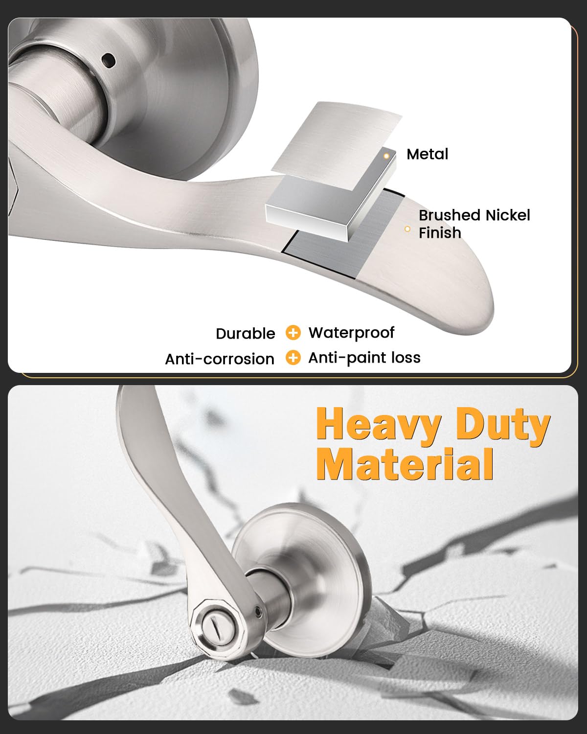 Gobrico wave lever door handle in satin nickel finish for smooth operation.