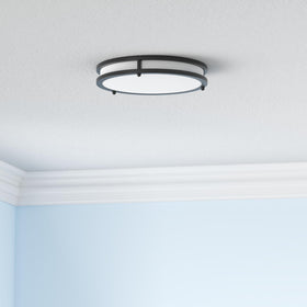 GoBright flush mount side view showing dimmable lighting for flexible ambience