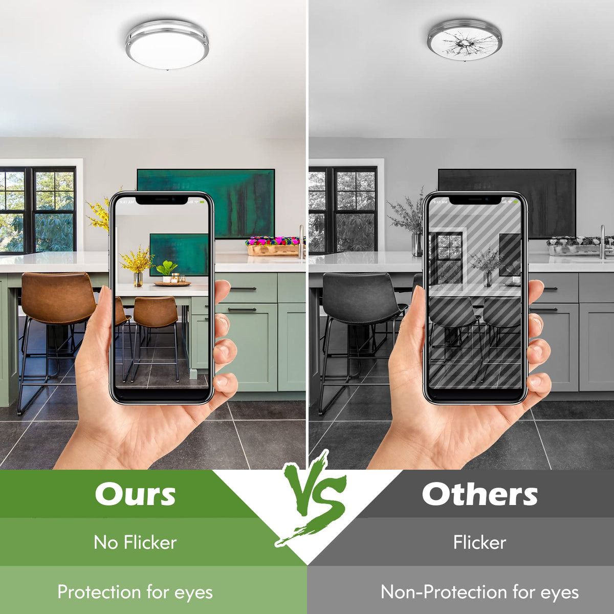 GoBright 2-pack 36W ceiling light bedroom use, warm or cool ambience options.