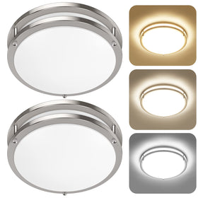 GoBright 2-pack 36W ceiling light installation guide view, quick ceiling mounting steps.
