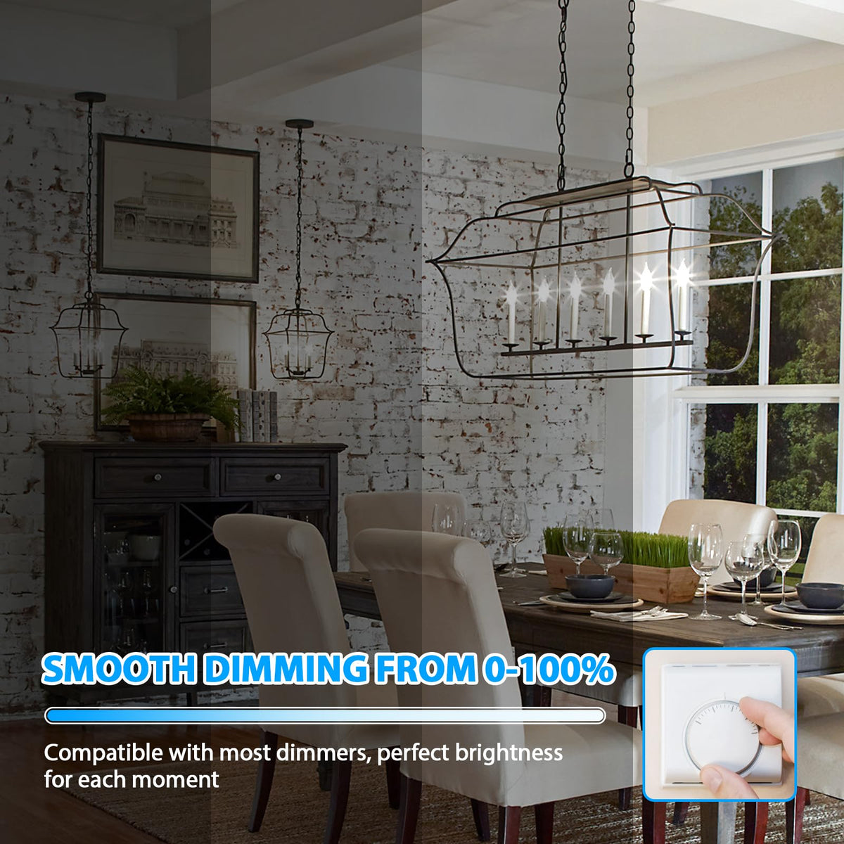 GoBright 5000K daylight white beam with 320-degree spread.