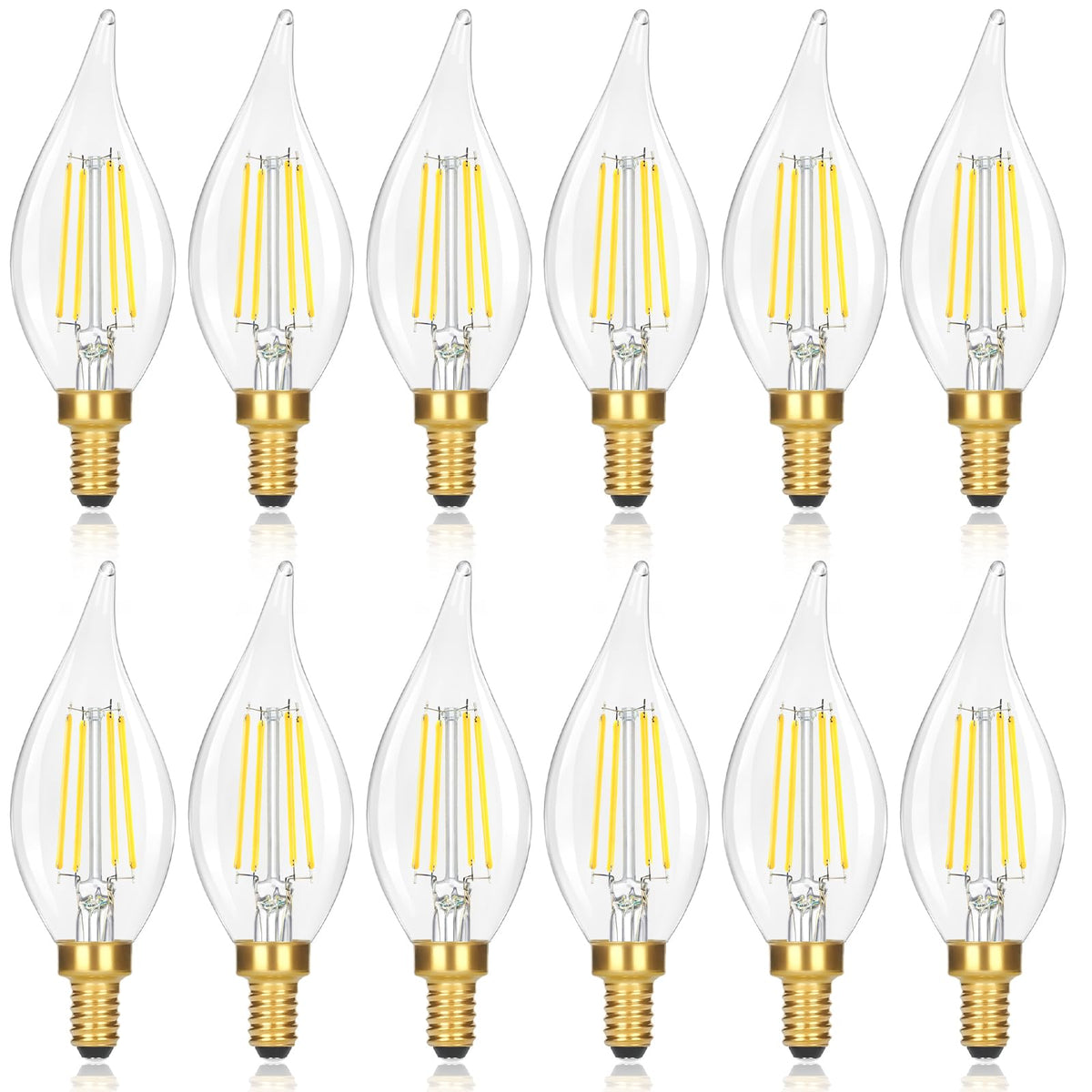GoBright dimmable LED candle bulb with 60W-equivalent brightness for chandeliers.