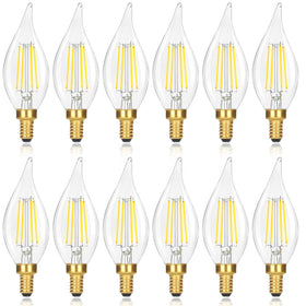 GoBright dimmable LED candle bulb with 60W-equivalent brightness for chandeliers.