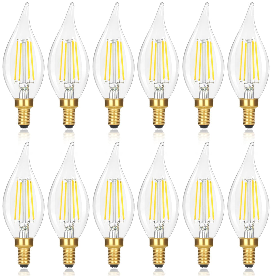 GoBright dimmable LED candle bulb with 60W-equivalent brightness for chandeliers.