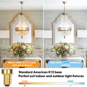 GoBright E12 LED candle bulb with smooth dimming for versatile mood control