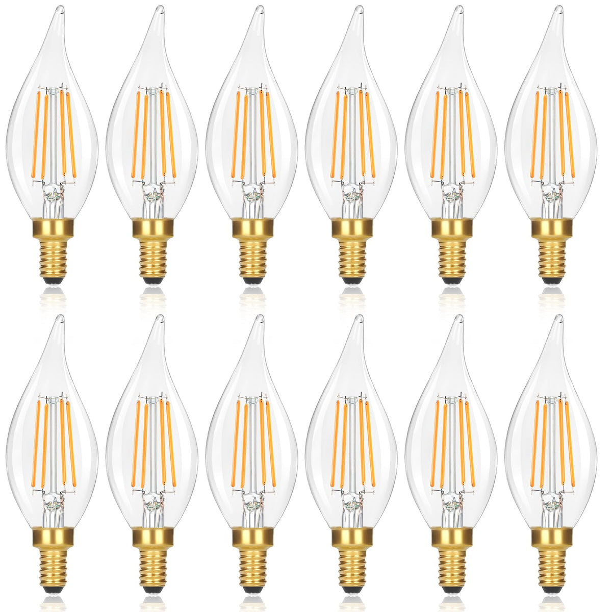 GoBright E12 LED candle bulb with flame-tip design for elegant chandeliers