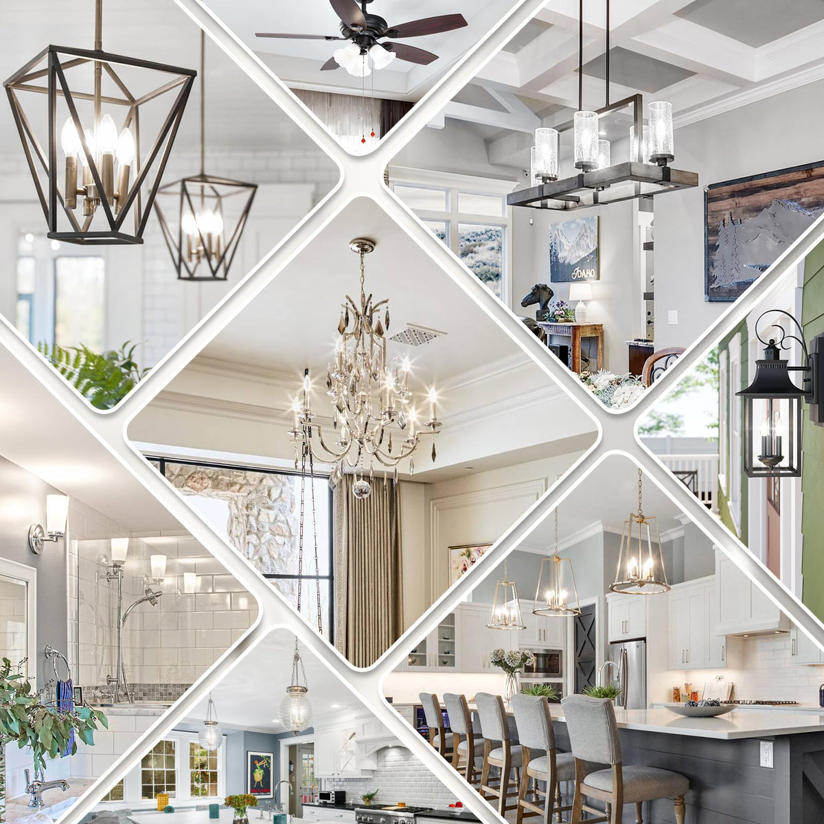 GoBright vintage-modern design enhances exposed fixtures and chandeliers.