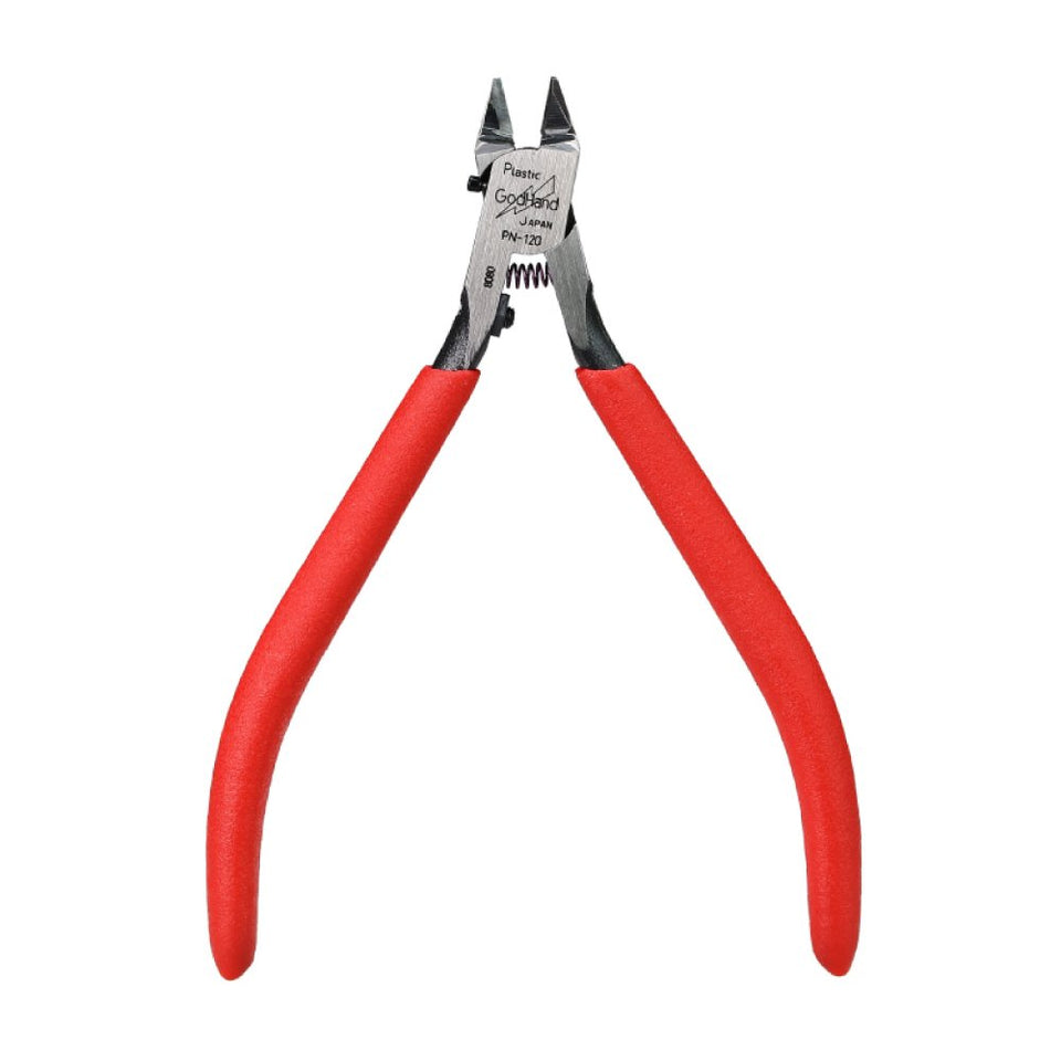 God Hand PN-120 single-edged nippers closeup for precise plastic cuts.