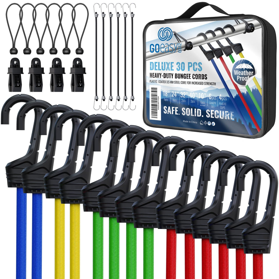 GOEASY0312 heavy-duty bungee cords with hooks for secure cargo during transport