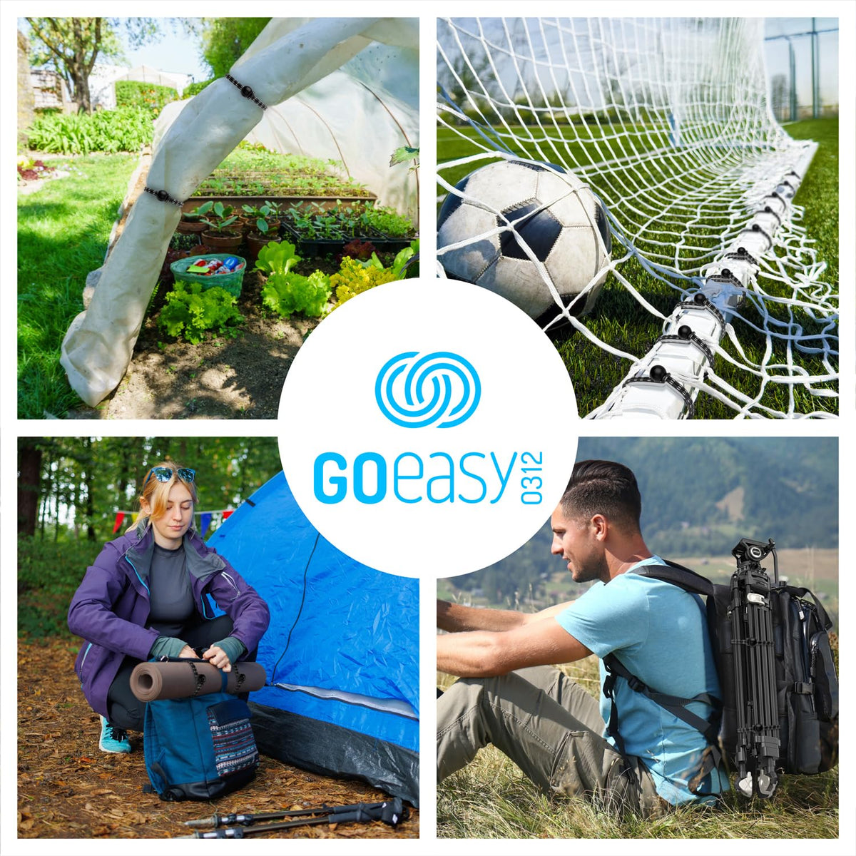 GOEASY0312 canopy bungee cords stretched to demonstrate versatility.