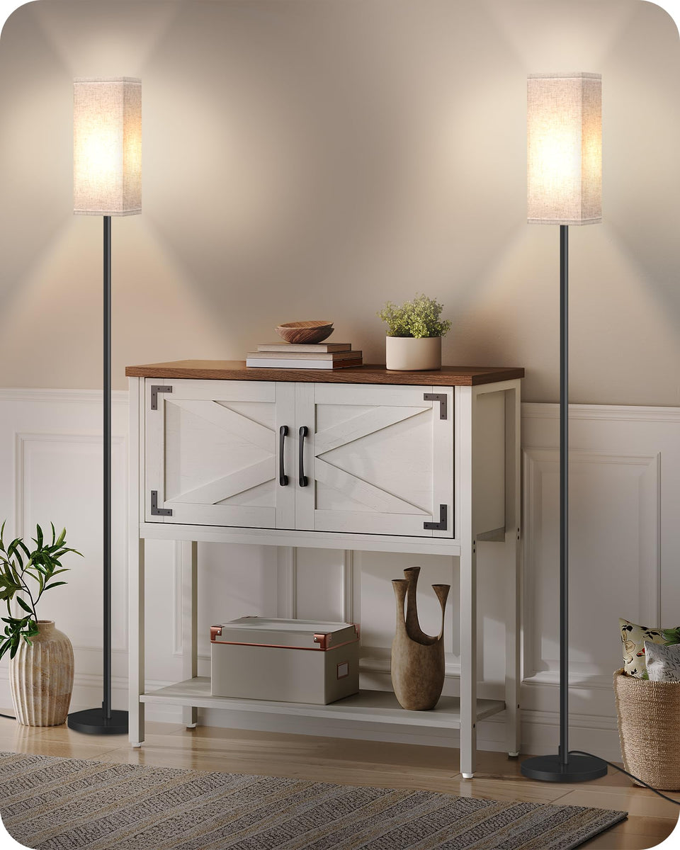GOEBLESON floor lamp with foot switch for easy hands-free lighting in a living room