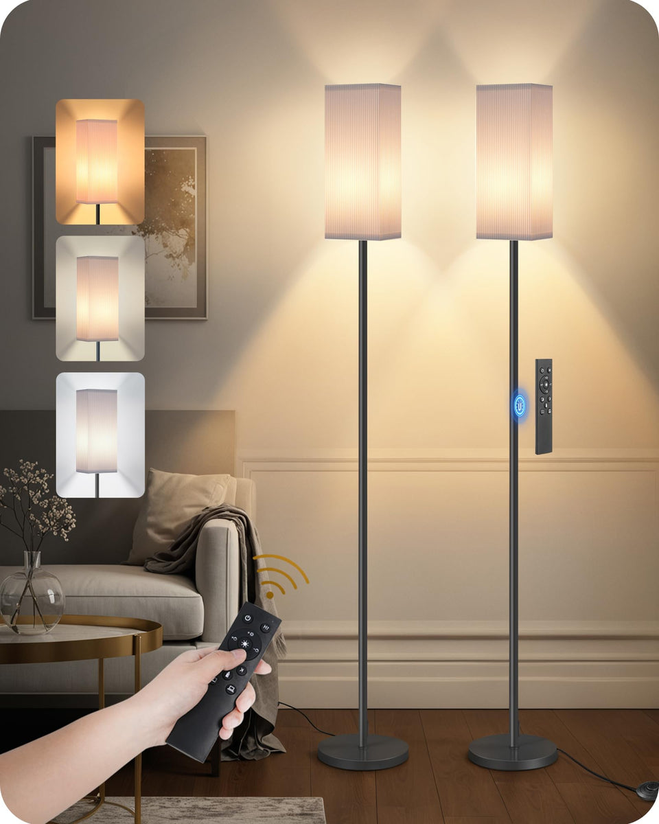 GOEBLESON 2Pack dimmable floor lamp with remote for easy living room lighting