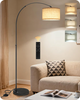 GOEBLESON arc lamp with marble base showing natural texture for a premium room focal point