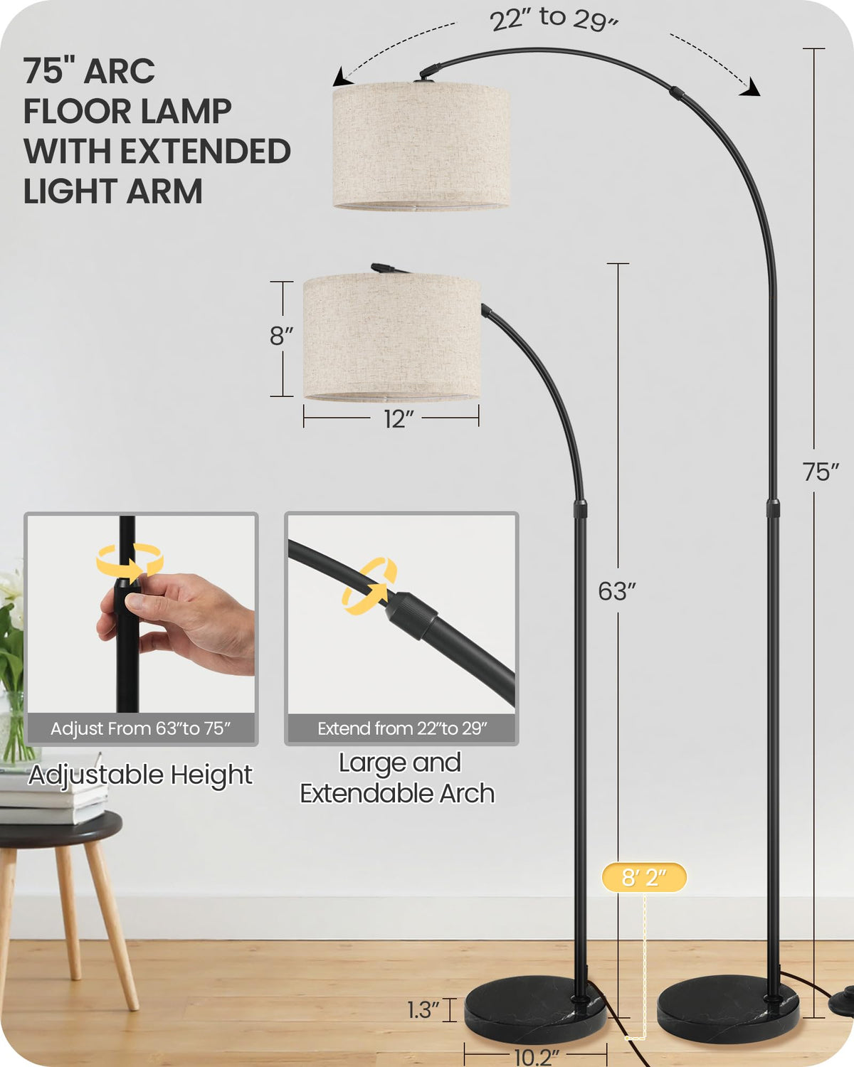 GOEBLESON arc lamp rotating head enables precise light direction