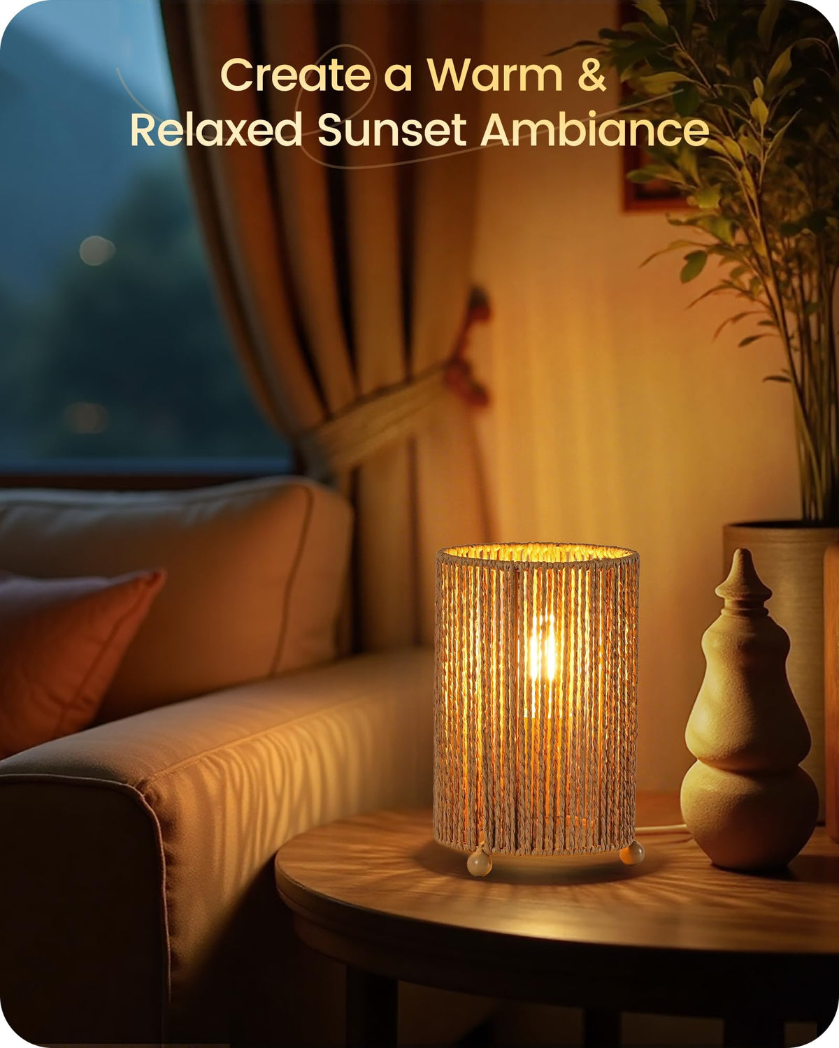 GOEBLESON boho bedside lamps on nightstand add soft glow