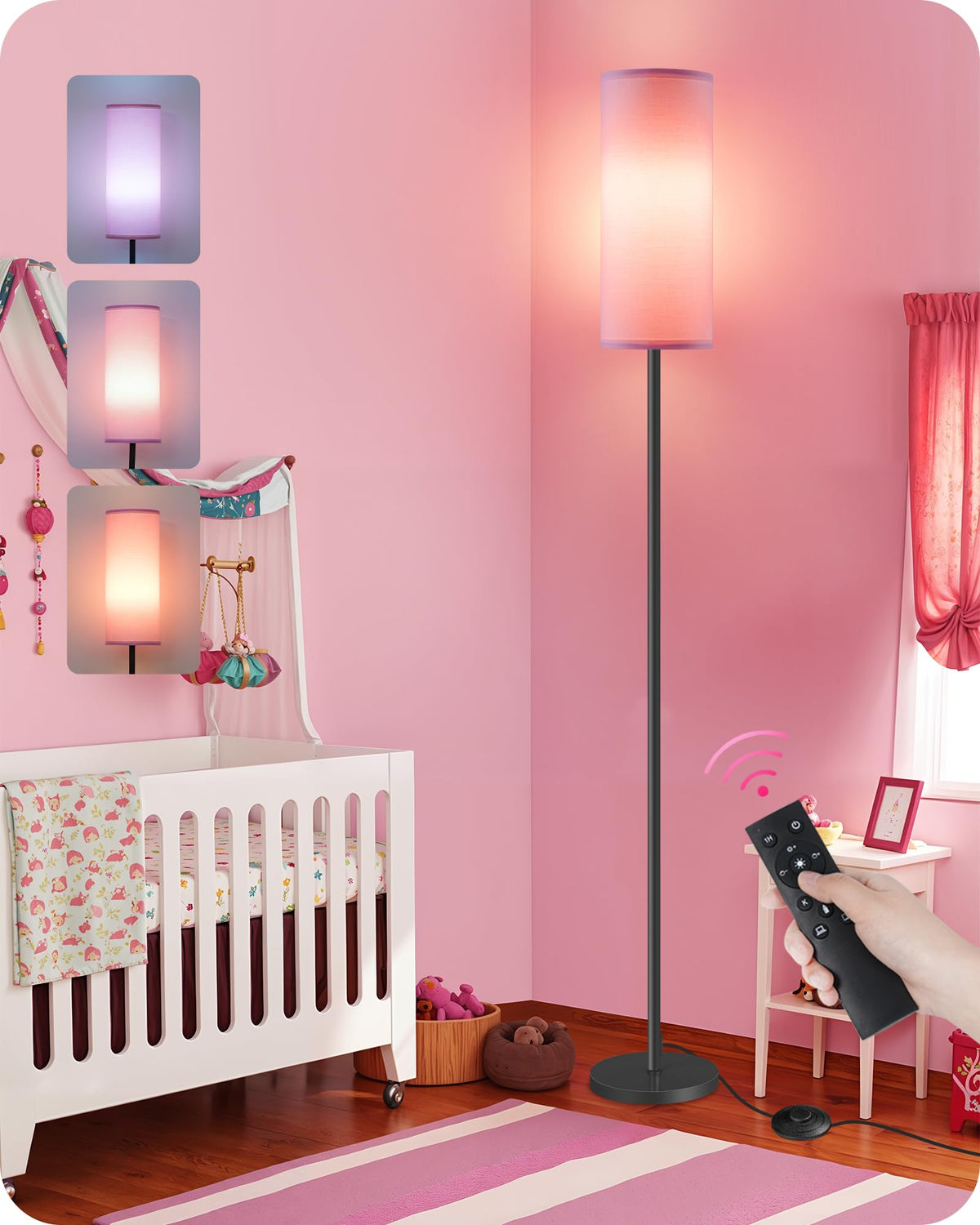 goebleson dimmable pink floor lamp with remote for easy brightness control